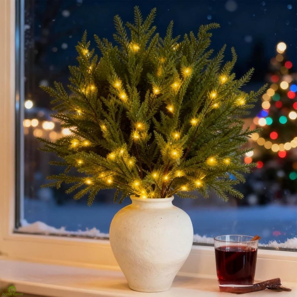 Ramo De Pinheiro Com Luzes Natal Vegetação Artificial Pré-Lit DIY Decoração Interior Ao Ar Livre Para Festa Em Casa De F