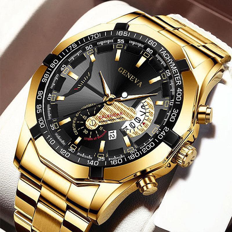 Relógio de Negócios Masculino de Vidro com Pulseira de Aço, Relógio de Quartzo, Relógio Mecânico Digital com Mostrador d