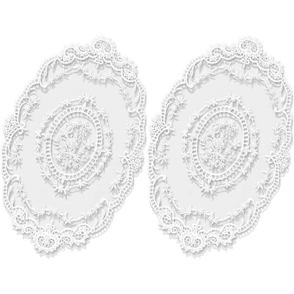 Conjunto de 2 Sousplats de Renda Retrô, Doilies de Crochê Francês Feitos à Mão, Sousplats Bordados Brancos para Mesa, So