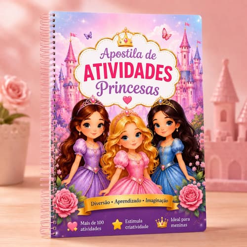 Apostila Princesas 105 Atividades Alfabetizacao Meninas para aprender a ler e escrever reforço escolar colorida