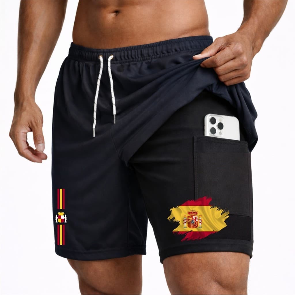 Bermuda Short Compressão 2 em 1 ESP 04 Masculino Futebol Corrida Academia Treino Fitness Esportivo