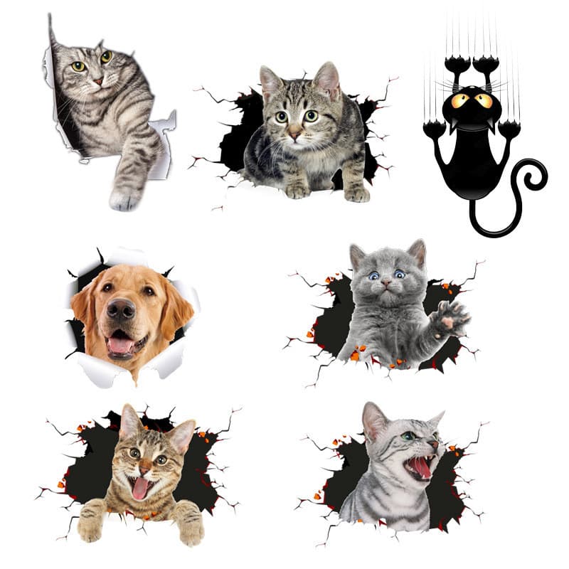 [Efeito Realista] Adesivos de Gato 3D Realistas/Cobrir Arranhões/Decoração de Carros/Adesivos de Animais