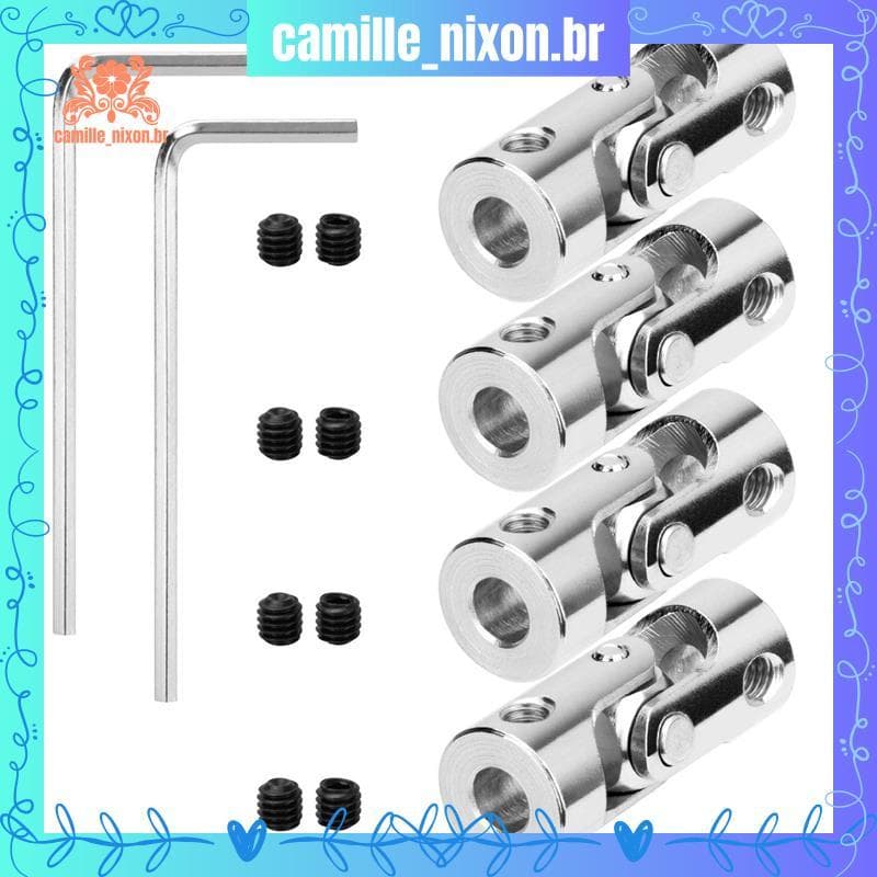 [camille_nixon.br] 4 Pacotes De Conector De Acoplamento Cardan De Junta Universal De Aço De 4 Mm A , Modelo Giratório ,