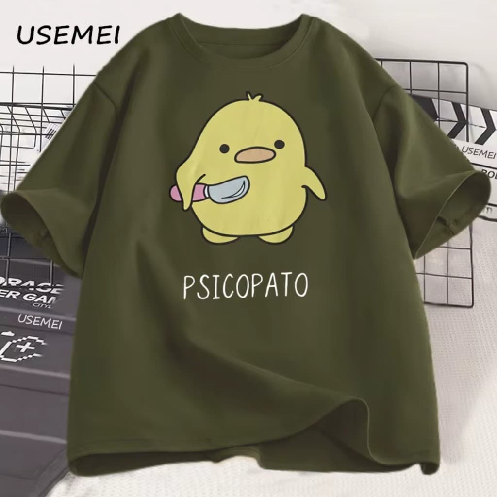 Camiseta Psicopato Camisa Pato Faca Casual Algodão Streetwear Envio Imediato Meme Dia a Dia