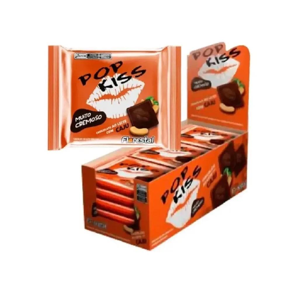 Chocolate Pop Kiss ao Leite c/ Castanha de Caju 300gr (15x20gr) - Florestal