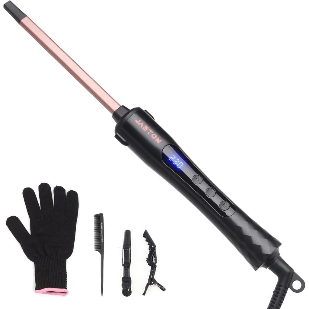 Modelador de cachos fino de 9mm, cachos firmes, visor L 100-230 °   C, aquecedor cerâmico de turmalina aquece em 30 segu