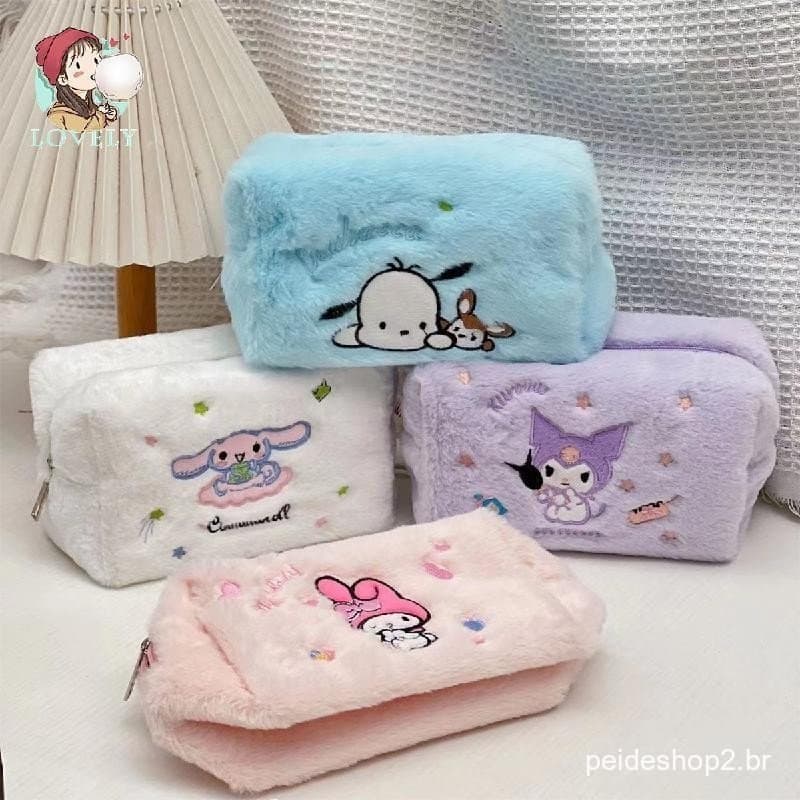 Bolsa De Lápis Material Escolar Com Personagens De Desenhos Animados Sanrio Caneta Armazenamento De Papelaria Para Estud