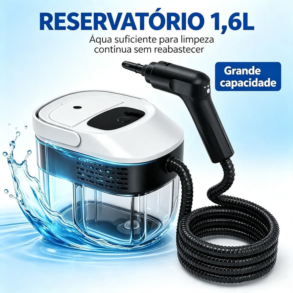 Limpador a Vapor Pressurizado 2500W Reservatório 1,6L Multifuncional Limpeza Cozinha Banheiro 11 Acessórios