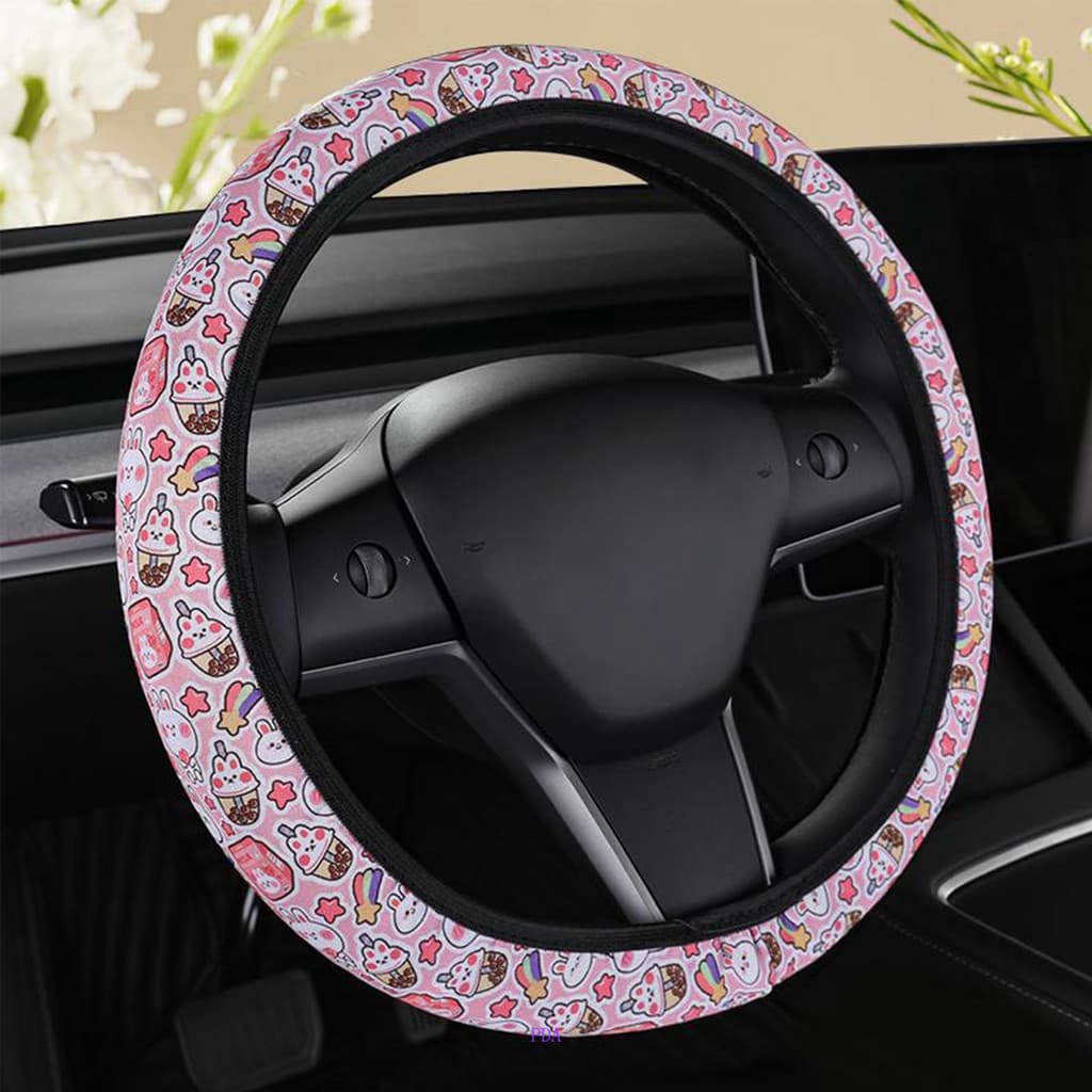 Capa universal para volante de carro PDA, antiderrapante com padrão floral fofo, capa protetora LUO7
