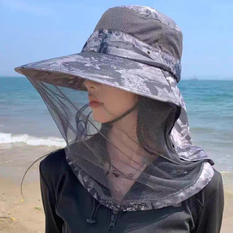 Chapéu de Pesca com Proteção UV Anti-Mosquito