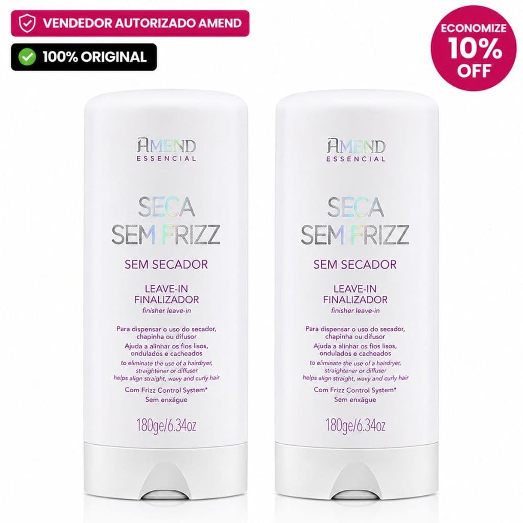 Kit 2 Unidades Amend Essencial Seca Sem Frizz 180ml – Controle e Maciez Imediata!