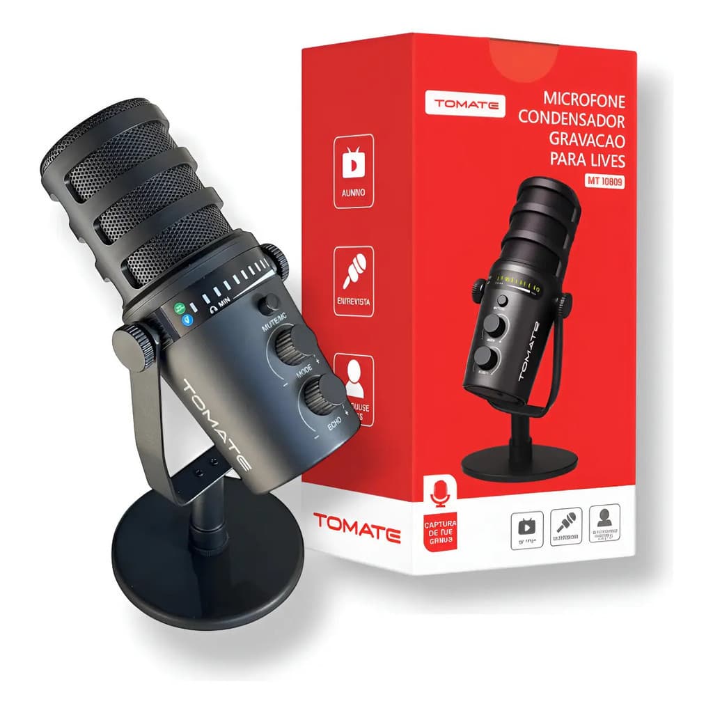 Microfone Condensador Mt-1080r Gravação Live Videos Radio