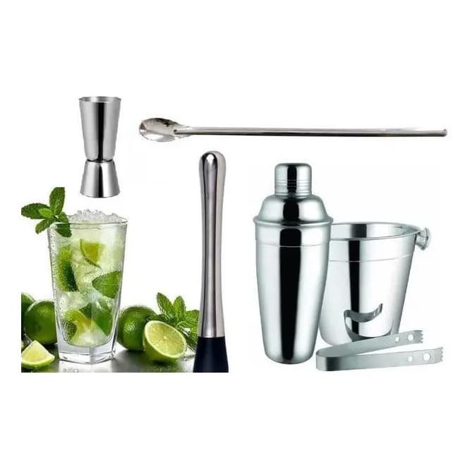 Kit Caipirinha Completão Aço Inox Coqueteleira 500ml 6 Peças