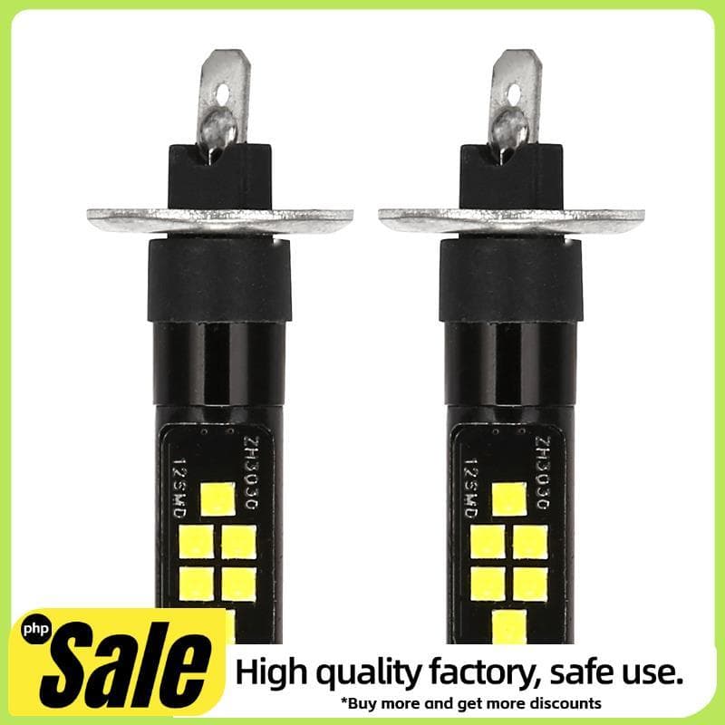 2 Pces H1 Carro Led 12V-24V 12Smd Lâmpada 3030 Chipset , W5W Bulbo194 Para Luzes De Nevoeiro Branco