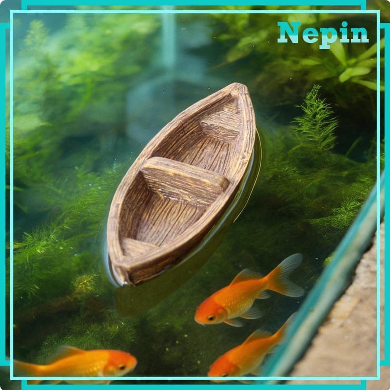 [Nepin] Ornamento De Lagoa Durável Para Barco Flutuante De Resina , Acessórios Lago Com Recurso De Água Ao Ar Livre Deco