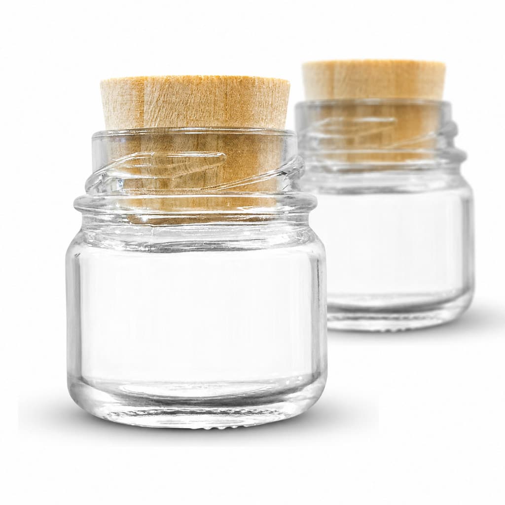Kit 12/20 Mini Pote de Vidro 40ml Tampa Madeira Potinho de Vidro para Mini Velas Lembrancinhas