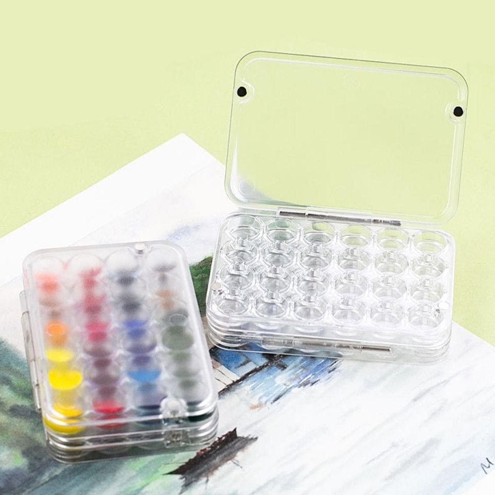 Bandeja De Pintura Em Aquarela , Mini Paleta De Transparente De 24 Grades , Escritórios De Caixa Acrílica Vazia Selada