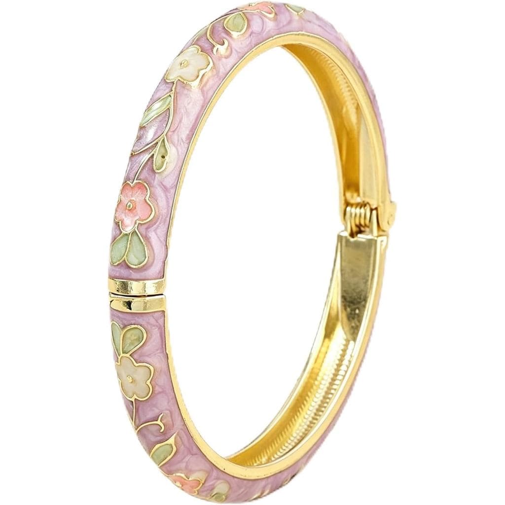 Pulseira Vintage com Flores para Mulheres, de Esmalte Cloisonné, Pulseira Feminina da Moda, Pulseiras Grossas,