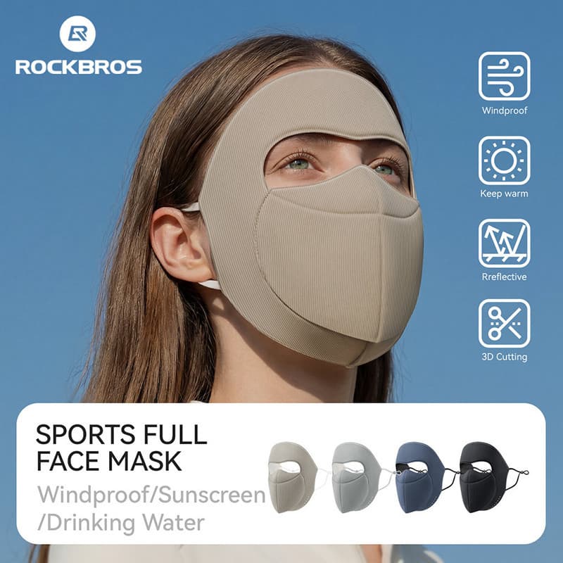 ROCKBROS Bicicleta Máscara Rosto Cheio Respirável Proteção Solar À Prova De Vento Ajustável Orelha Gancho Balaclava Home