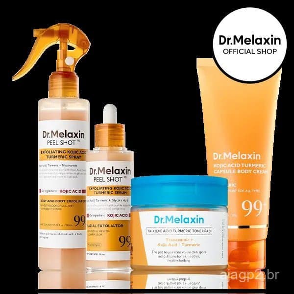 [Dr.MelaxinOfficial] Conjunto de Cuidados para Rosto e Corpo com Ácido Kójico e Cúrcuma, Tratamento para Manchas Escuras