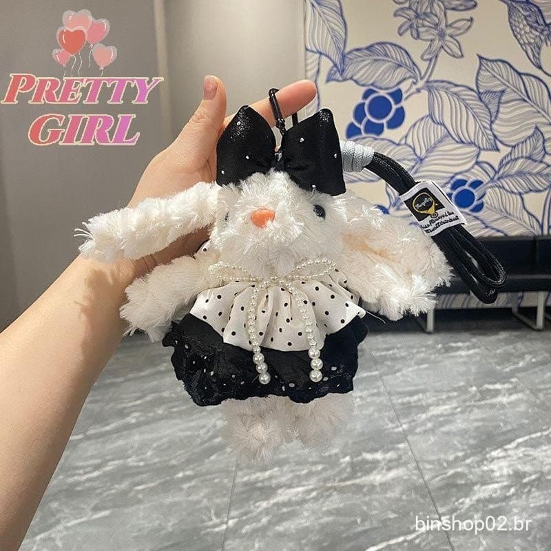 [Pretty ggirl] Chaveiro De Brinquedo De Pelúcia De Coelho De Orelhas Caídas Desenho Animado Boneca Macia Pingente Carro