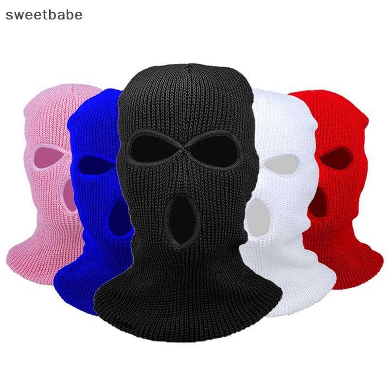 Nova Moda Máscara De Esqui Com Cobertura Facial Completa De Malha 3 Buracos , Quente De Inverno Para Esportes Ao Ar Livr