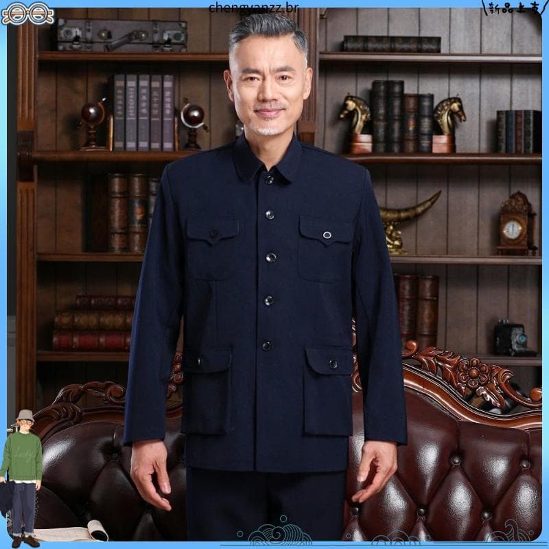 Zhongshan terno masculino roupas para idosos pai terno antiquado zhongshan terno vovô terno estilo étnico Tang terno jaq