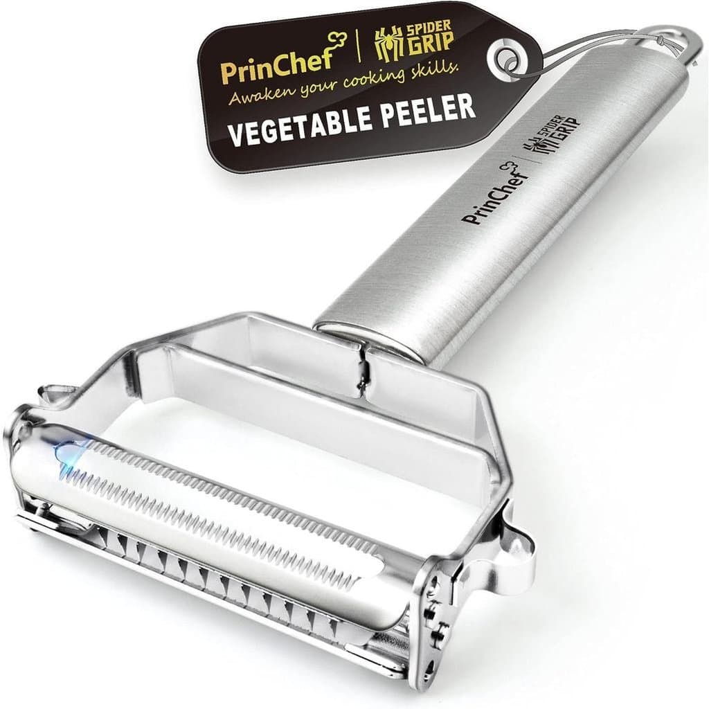 Descascador de Legumes PrinChef, Descascador de Batatas Versátil 3 em 1 para Cozinha |   Descascador Julienne Ultra Afia