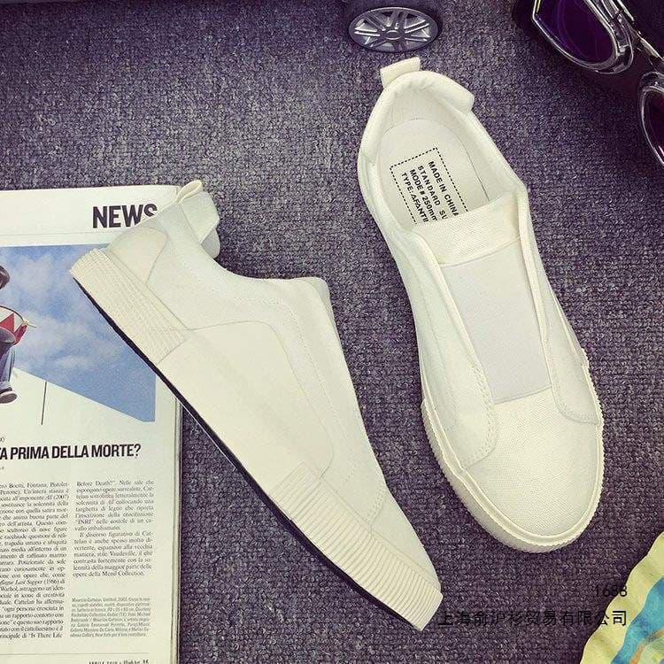 Versão coreana sapatos brancos All-Match respirável primavera sapatos de lona masculino deslizamento-On preguiçoso sapat