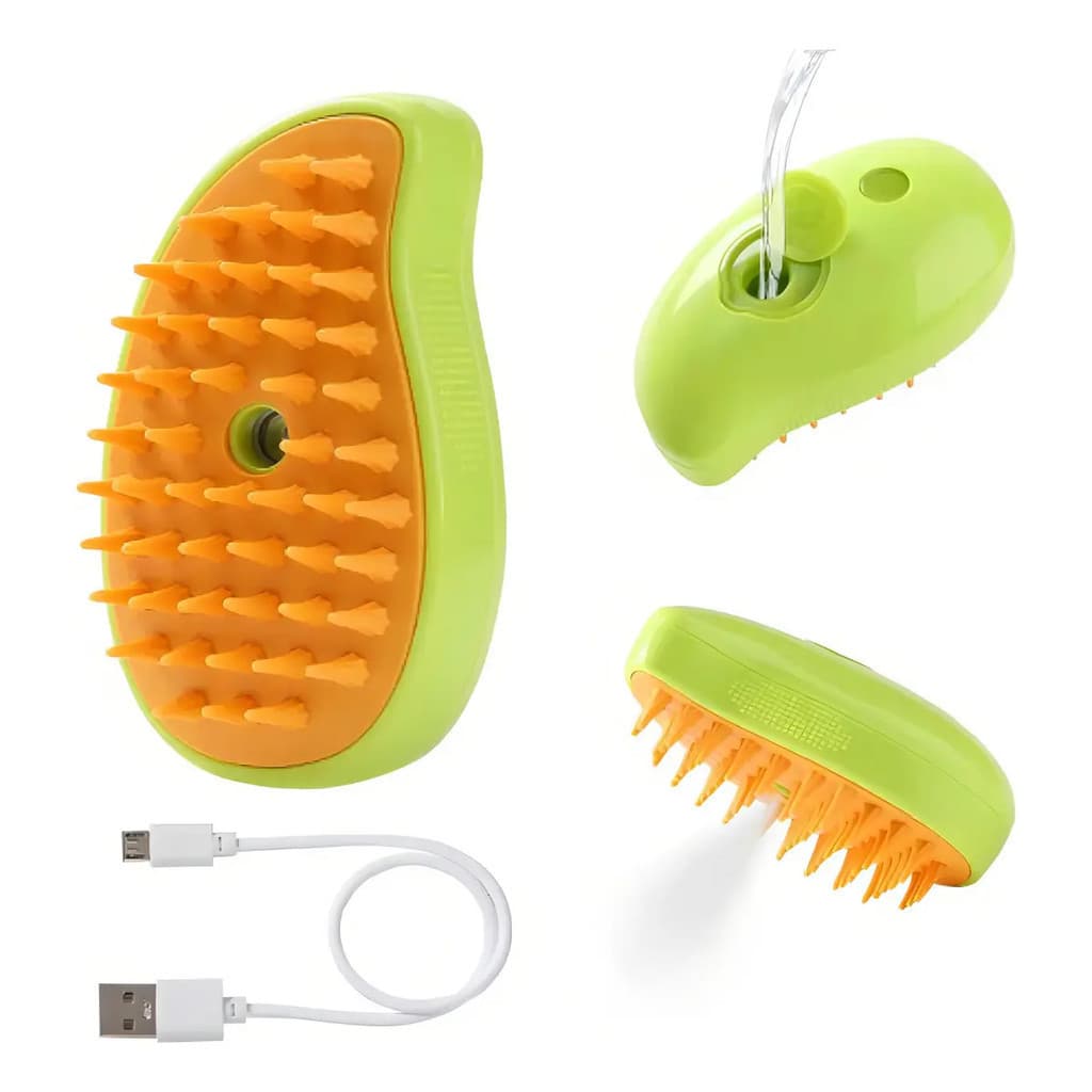Escova a Vapor para Gatos e Caes Removedor de Pelos Massageador Eletrico Recarregavel Umidificadora