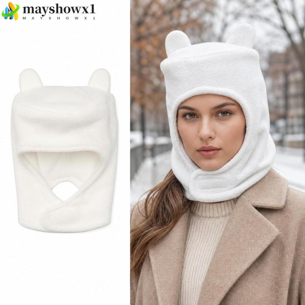 MAYSHOWX1 Balaclava Com Orelhas De Urso , Rosto Macio E Grosso , Chapéu Térmico De Algodão À Prova De Vento