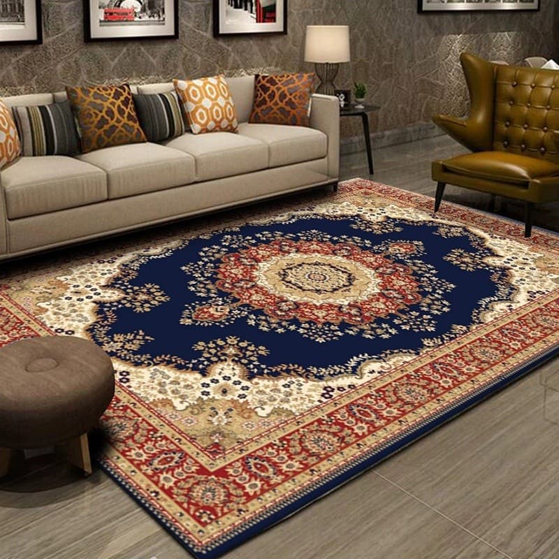 Tapete de sala de estar estilo nórdico, tapete para quarto, sofá e mesa de centro, em imitação de caxemira, lavável, res