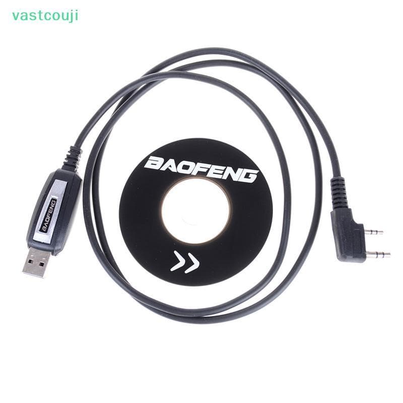 Vastcouji 1 Conjunto De Cabo De Programação USB 2 Pinos Com CD De Software Para Rádios UV-5R BF-888S br