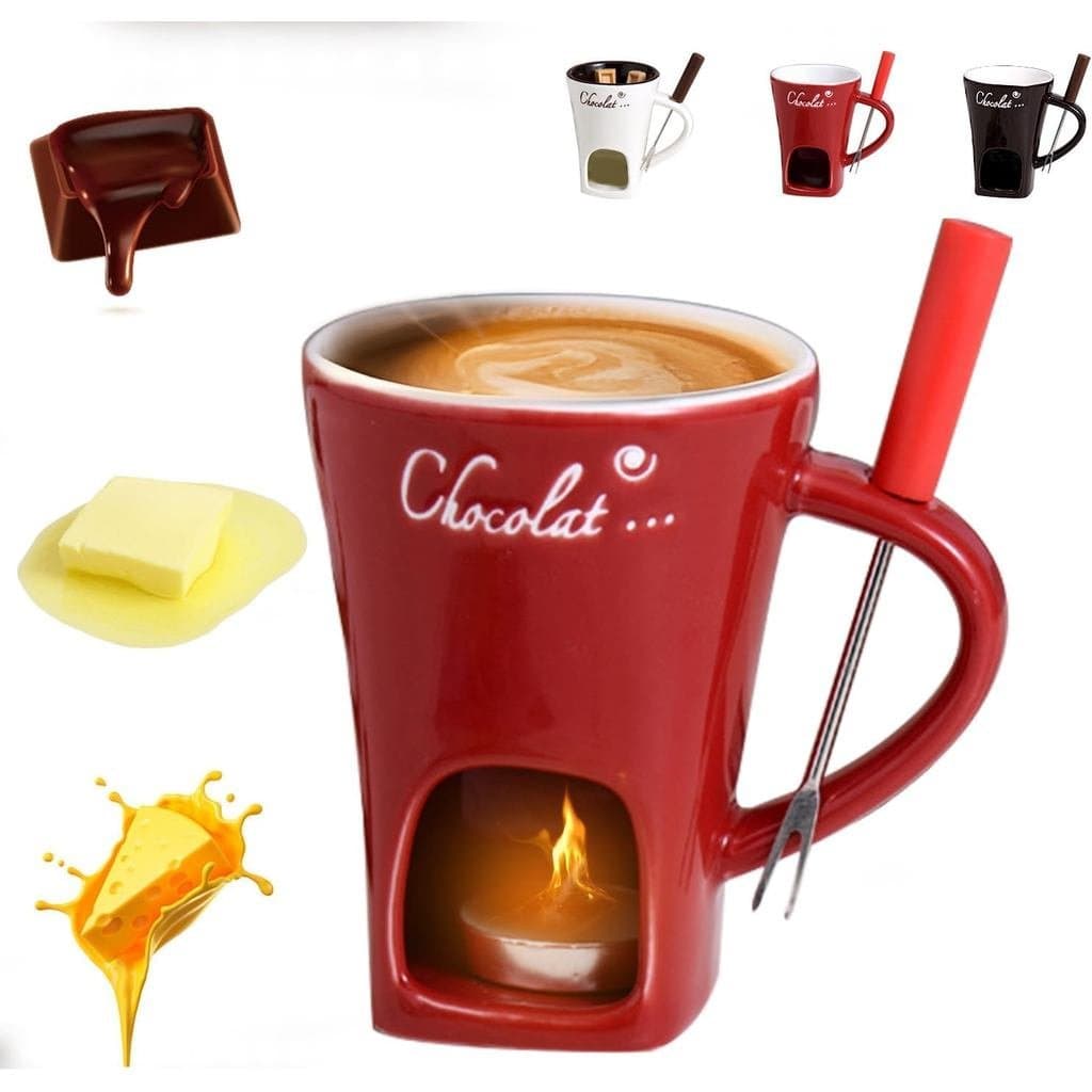 Copo de Fondue para Noites Românticas e Mais, Caneca de Fondue de Chocolate com Garfo, Copo Pessoal para Derreter C