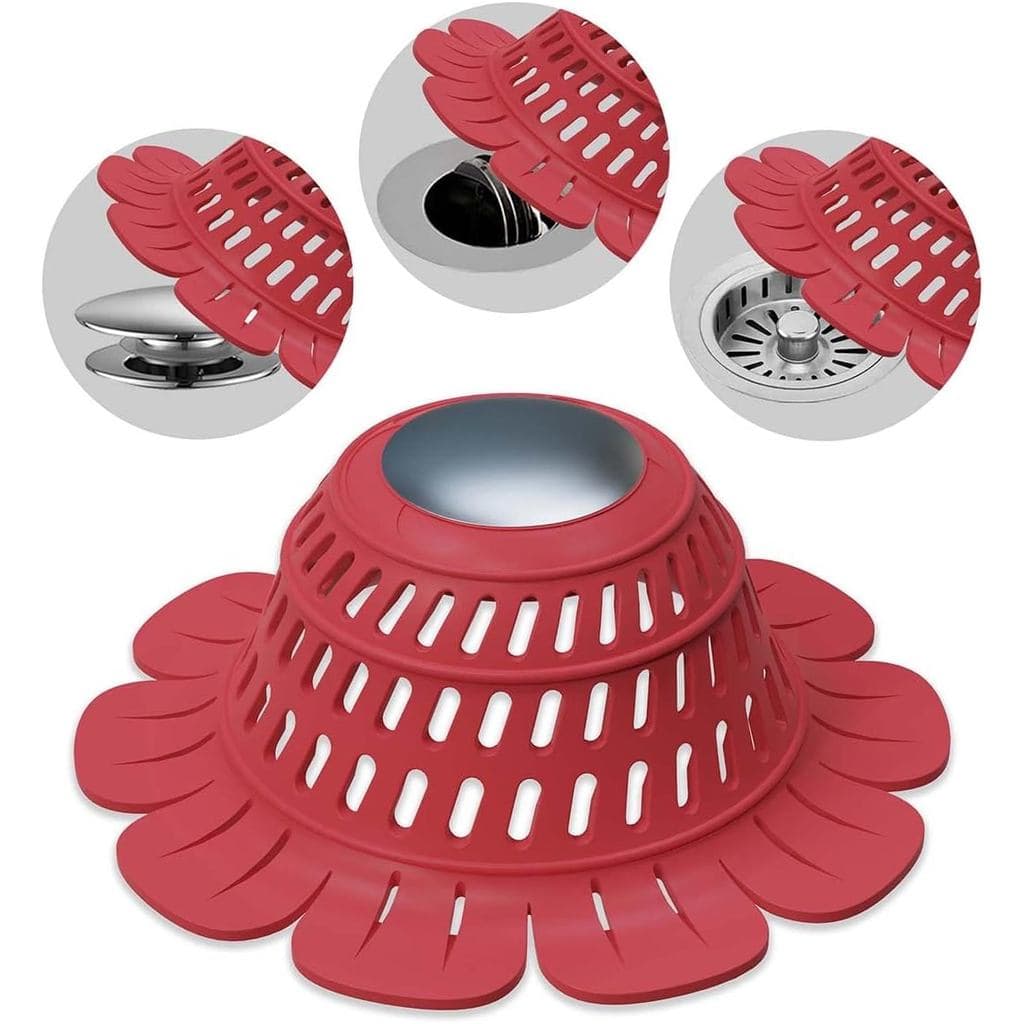 Tampa de Drenagem de Silicone para Chuveiro, Banheira, Pia - Filtro Decorativo em Forma de Flor com Peso Metálico e Gran