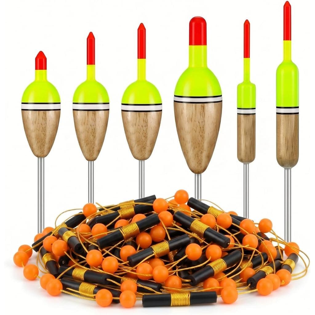 Kit de 106 Peças de Flutuadores de Pesca, 6 Tamanhos de Flutuadores de Balsa com 100 Paradas para Pesca de Crappie, Blue