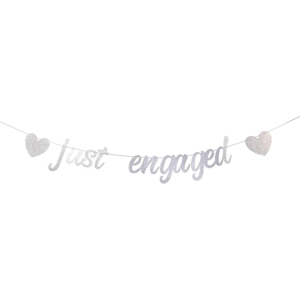 Banner de Papel com Glitter Prateado "Recém-Noivados" da Starsgarden, Decoração para Casamento/Noivado/Festa de Dia dos