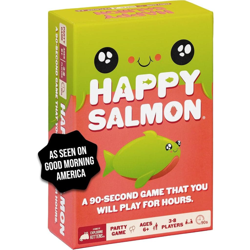 Exploding Kittens Happy Salmon 3-8 Jogadores - Idades 6+ - 90 Rodadas de 2 Segundos - Jogo de Cartas de Correspondência