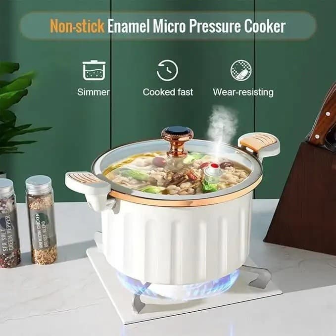 Panela de Pressão Micro Antiaderente com Revestimento de Esmalte, Capacidade Grande de 2,11 galões, Panela de Pressão An