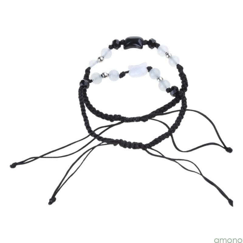 Conjunto Amon 2 Pulseiras Tecidas À Mão Pingente Gato, Corrente Pulso Colorida, Joias