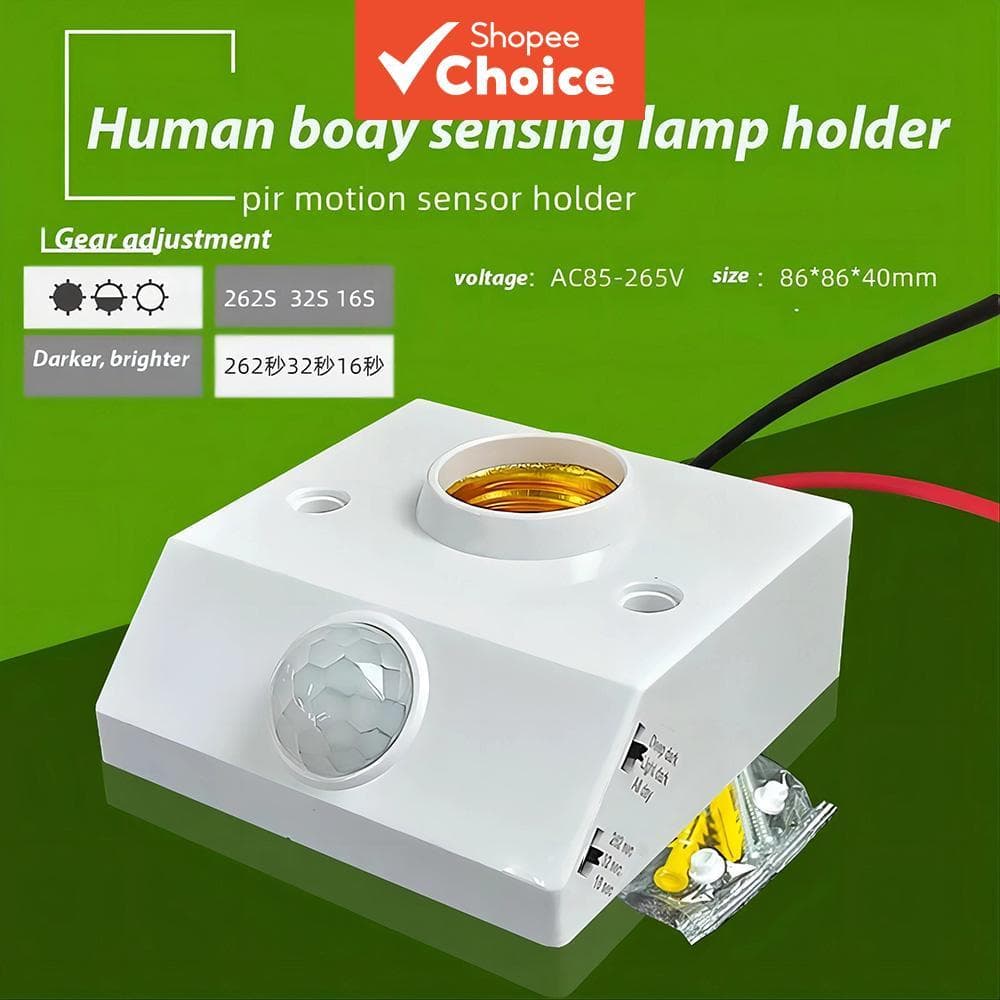 Suporte de lâmpada ajustável com sensor de movimento AXUS E27, controle automático de luz, soquete com sensor PIR para