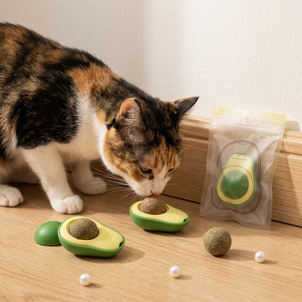 Brinquedo Macio com Catnip Natural, Design de Abacate para Felinos