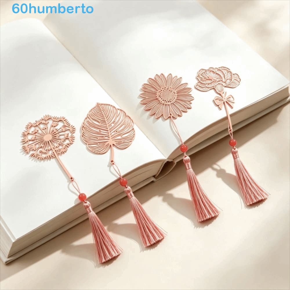 Marcador Oco De Metal HUMBERTO , Marcadores De Livro Com Borla Oca Padrão De Girassol Elegante , Folha