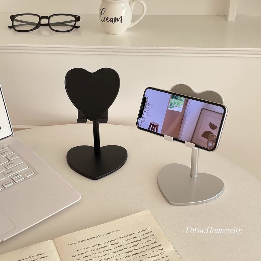 Suporte para celular em formato de coração para tablets de mesa, perfeito para assistir a séries e transmissões ao vivo,