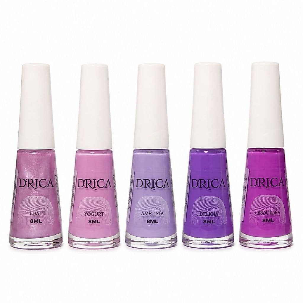 Kit C/5 Esmalte Drica Tons de Rosa e Lilas 8ml