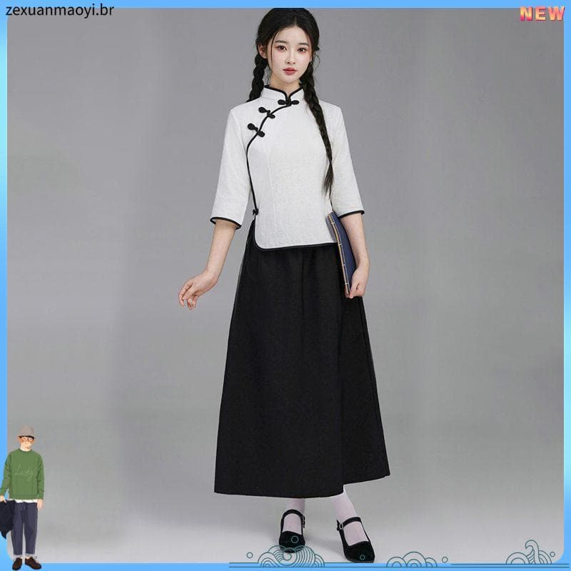 República da China Estudante Desgaste Feminino 54 Juventude Desgaste Estilo República da China Feminino Retro Chinês Mou