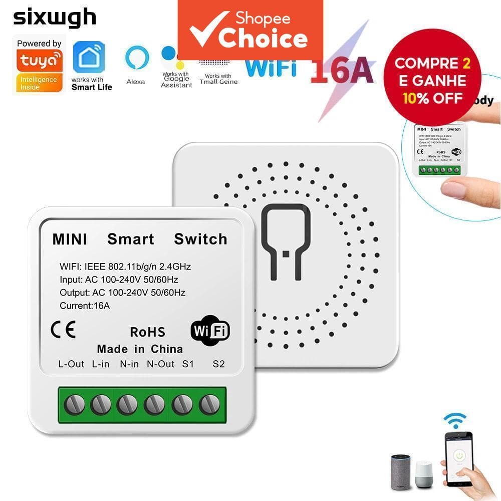 Para Tuya 16A WiFi Smart Switch Timer Controle De Voz Funciona Com Alexa E Casa