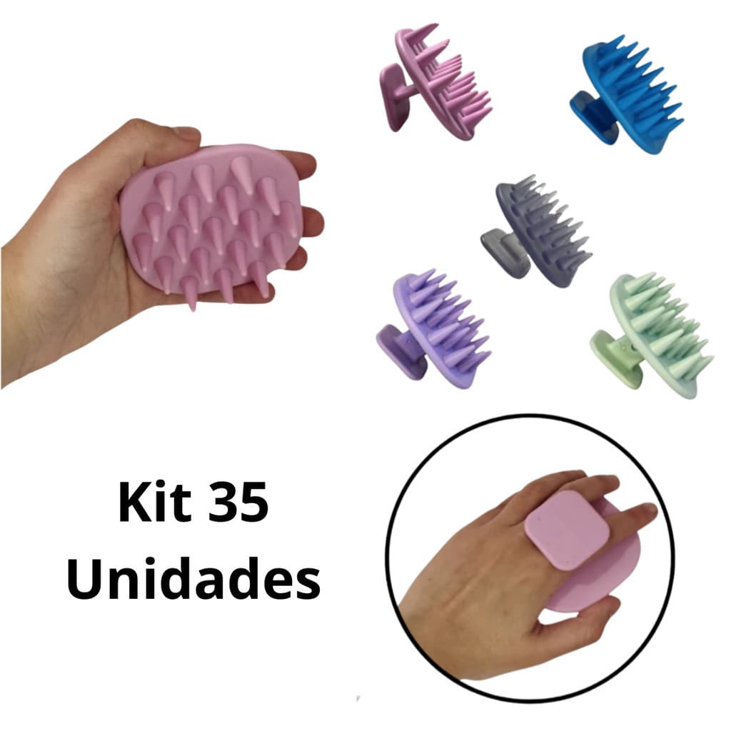 Kit 35 Escovas Massageadora de Silicone para Cabelos