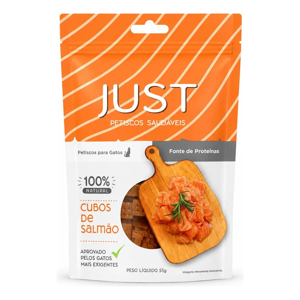 Petisco Natural Just Cubos De Salmão 55g para gatos