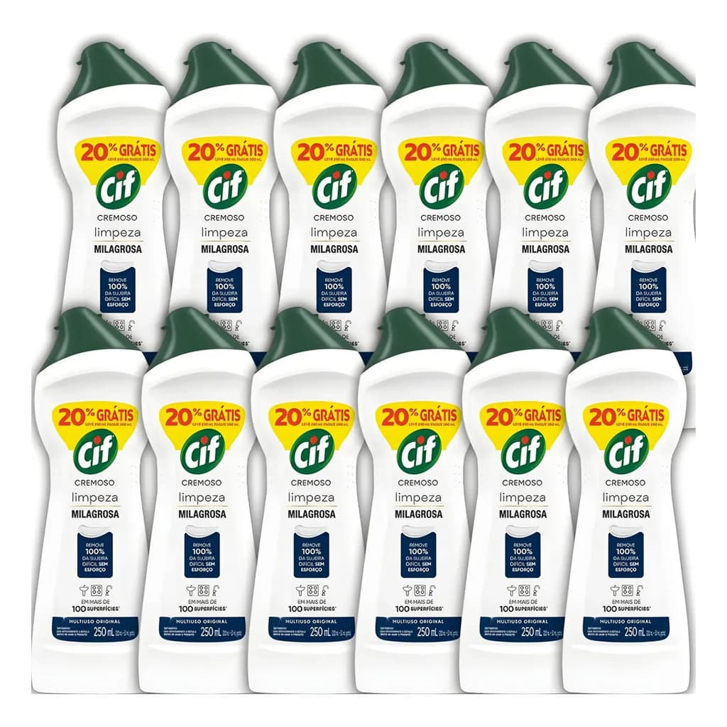 Kit 12x Cif Limpeza Milagrosa Limpador Multiuso Cremoso 250ml